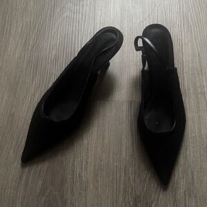 H&M Black Pointed Slingback Heels